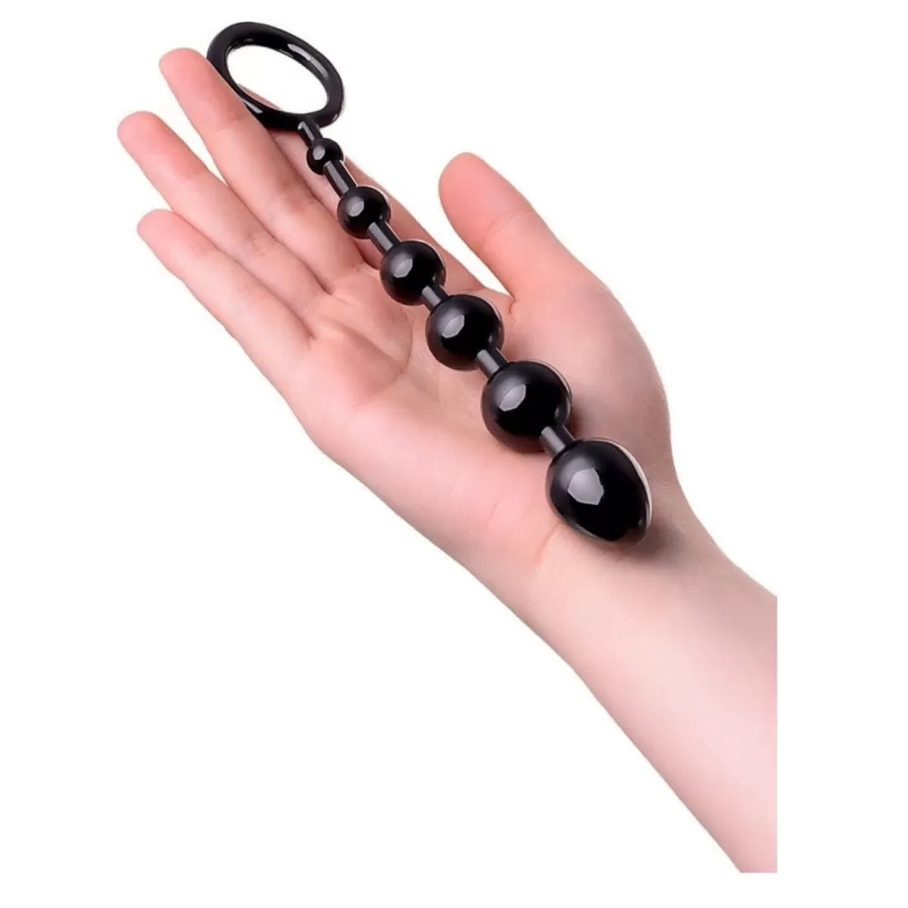 catena anale nera dildo anale con sfere progressive lunghezza 19,8 cm