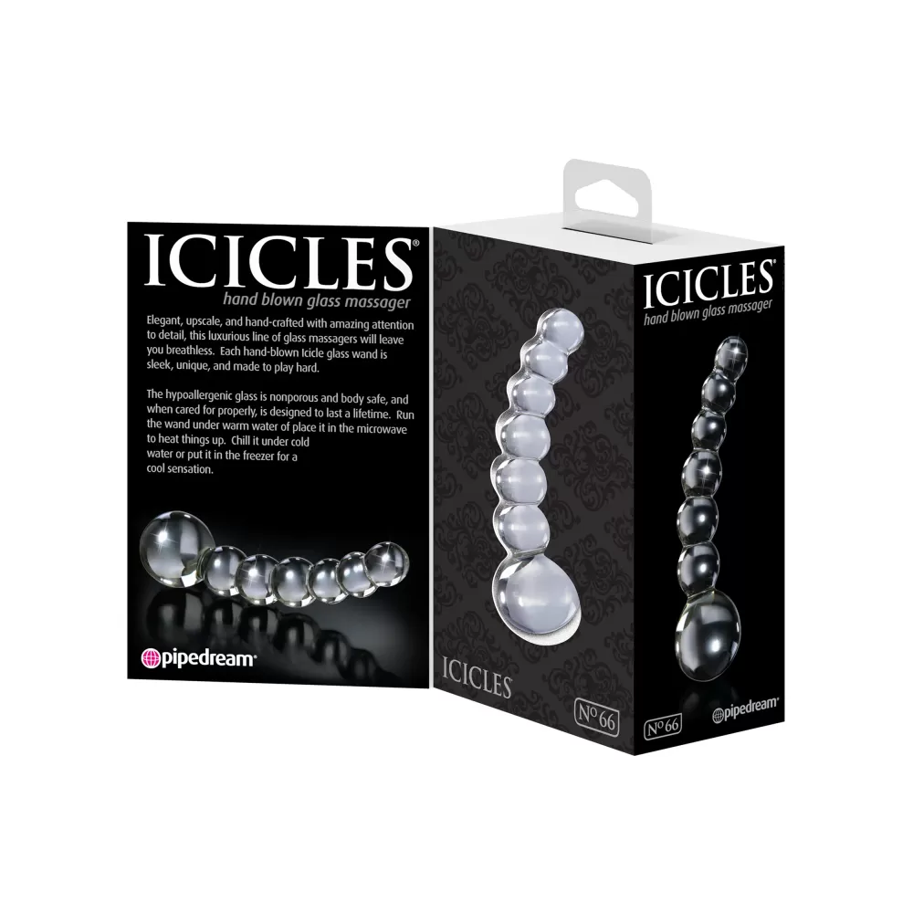dildo fallo anale in vetro trasparente Icicles No.66 di Pipedream