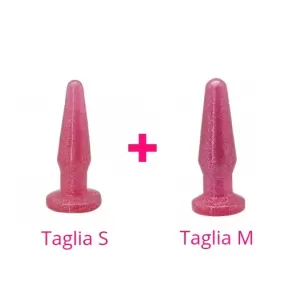 kit butt plug anale timeless glitter taglia S + M dilatatore anale