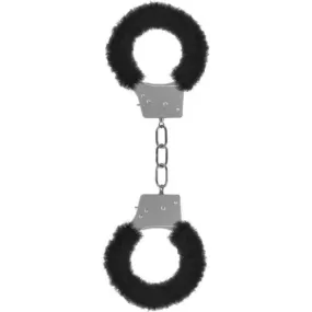 manette bondage in metallo e peluche colore nero per giochi erotici