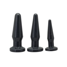 kit di 3 anal plug timeless di colore nero