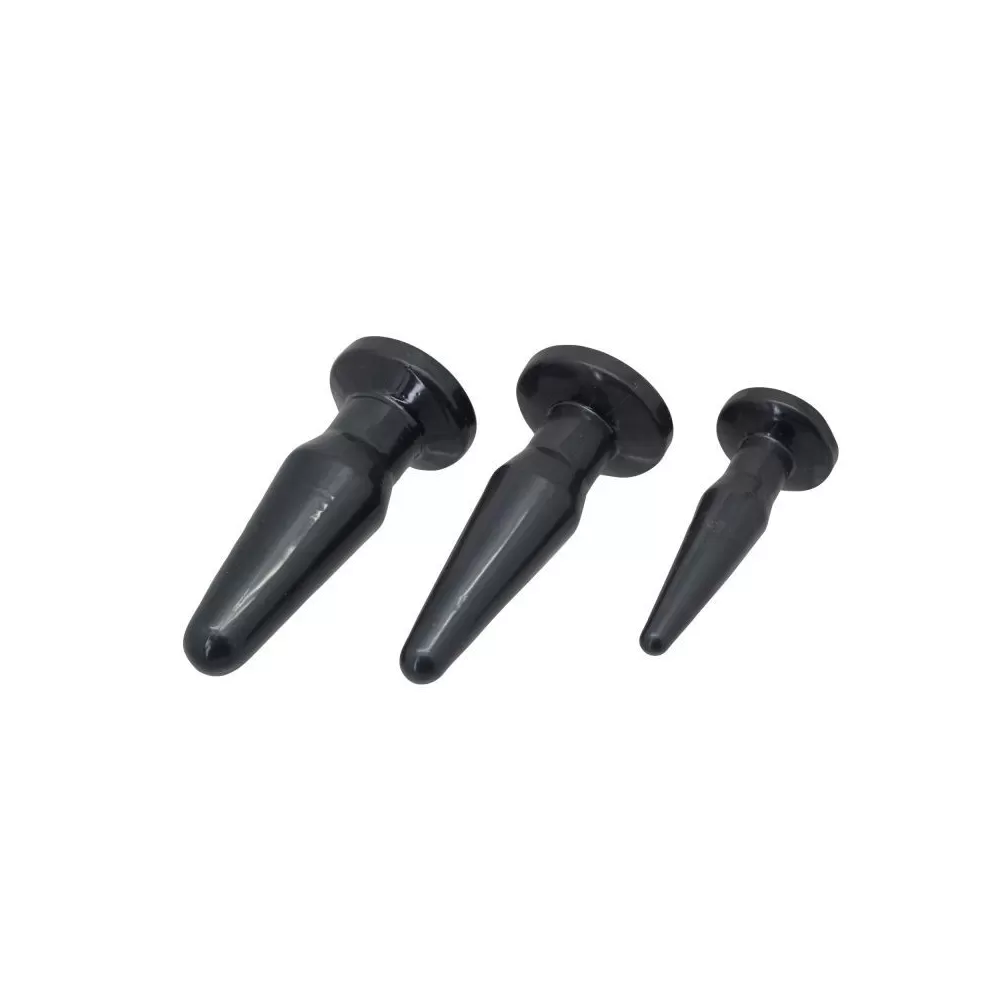SET 3 PEZZI GRADUALI PLUG FALLI ANALI NERO S M L