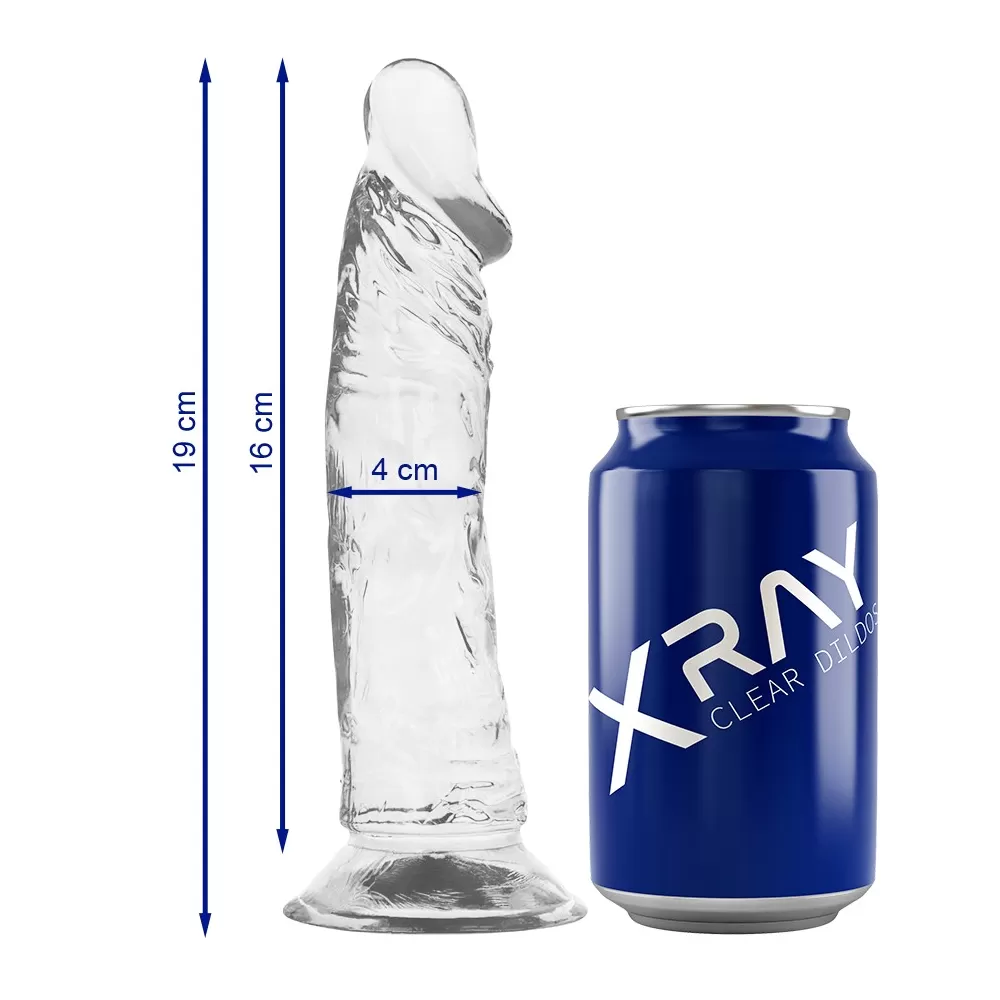 Dildo Realistico trasparente crystal in Jelly con ventosa XRay 19 cm