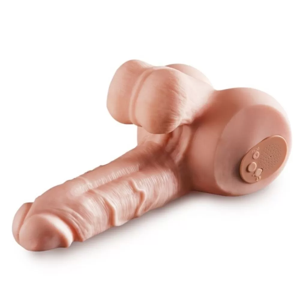 masturbatore anale parlante con  pene finto realistico e testicoli