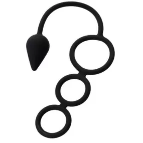 plug anale in silicone nero con anello fallico