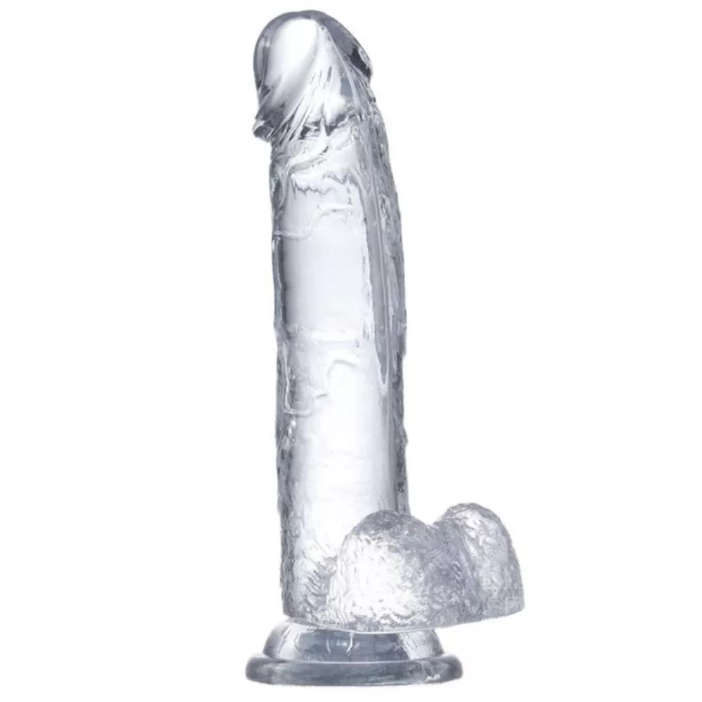 dildo realistico con testicoli in jelly trasparente