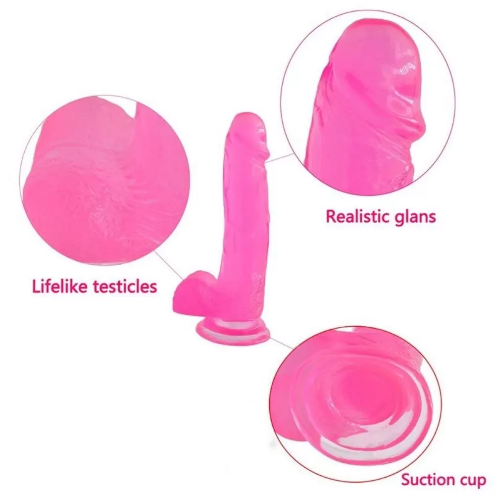 dildo a ventosa fallo realistico in jelly rosa 20 cm