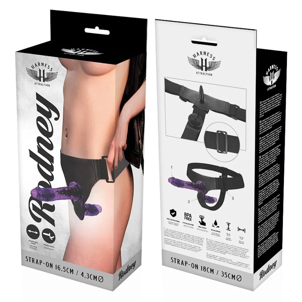 RODNEY HARNESS ATTRACTION 18 CM cintura fallica doppio dildo naturale