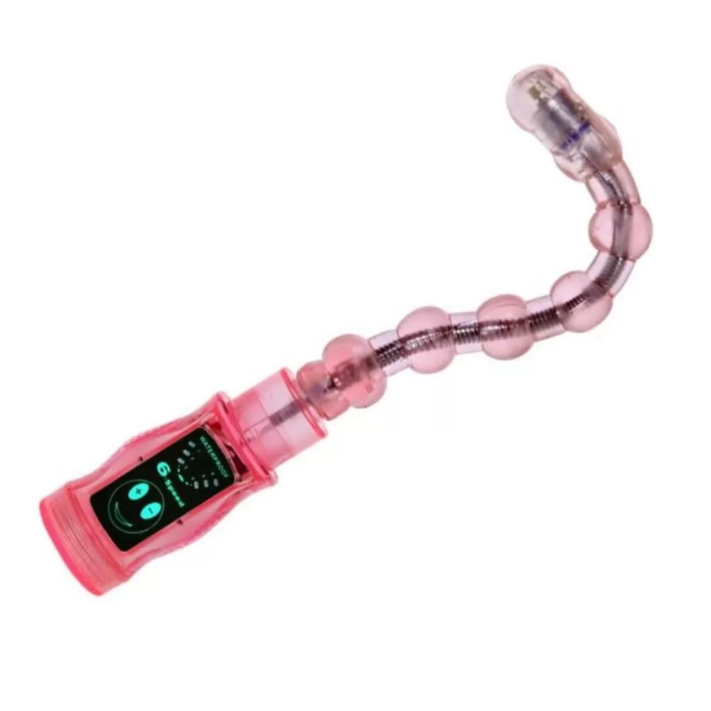 Catena sonda anale vibrante con 7 sfere progressive rosa