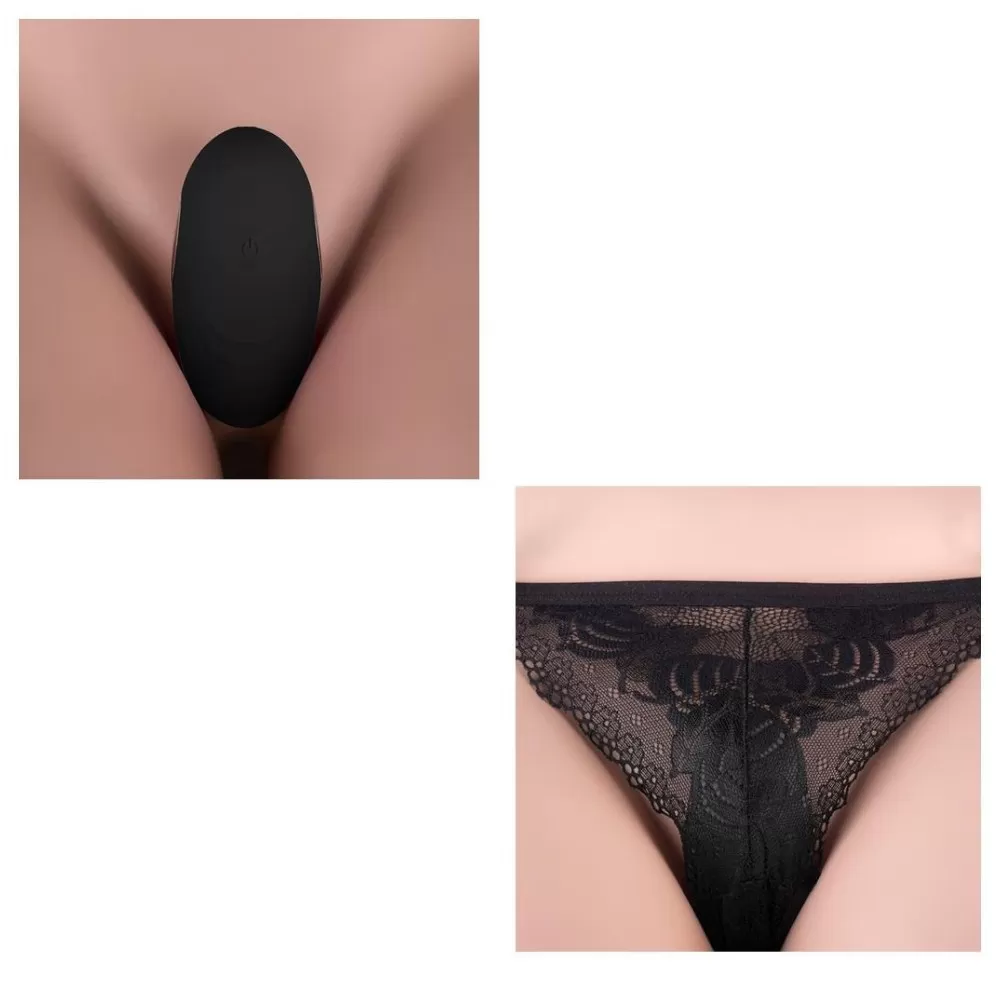 tanga vibrante con mini vibratore in silicone nero