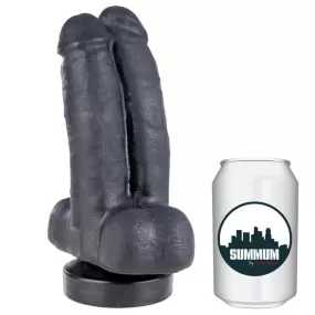 Doppio dildo a ventosa realistico nero con due dildi attaccati