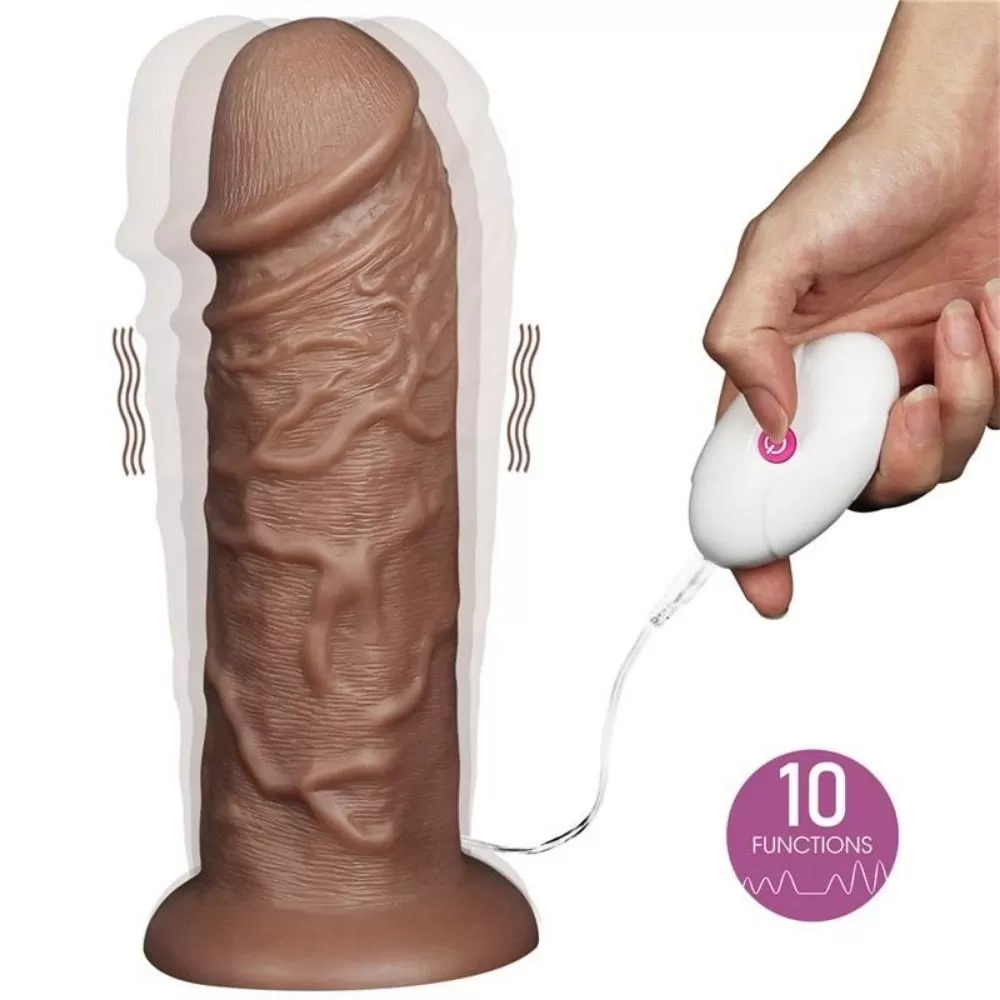 Maxi dildo vibrante gigante XXL fallo realistico marrone 26,6cm