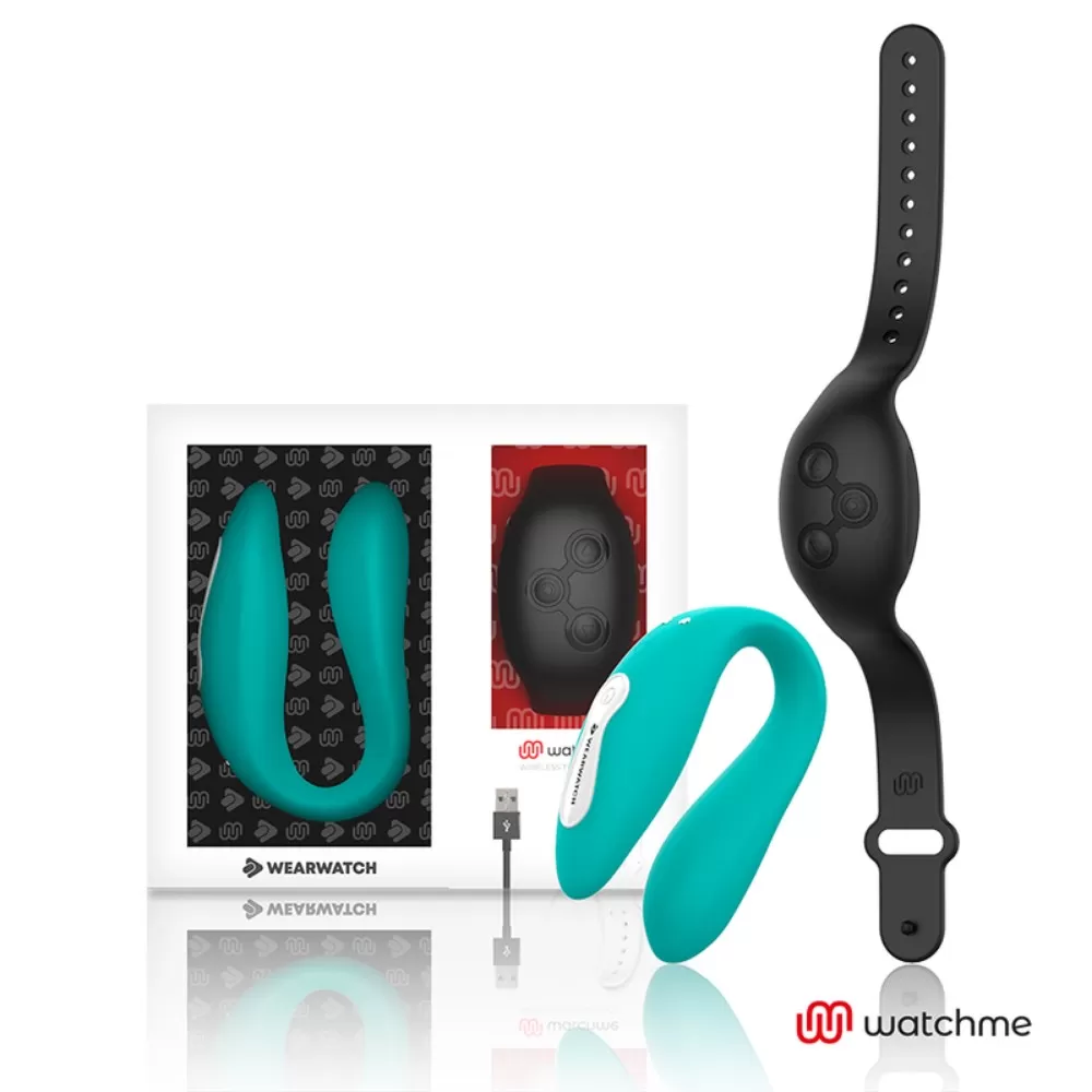 vibratore doppio per la coppia wireless usb in silicone medicale colore acqua marina nero