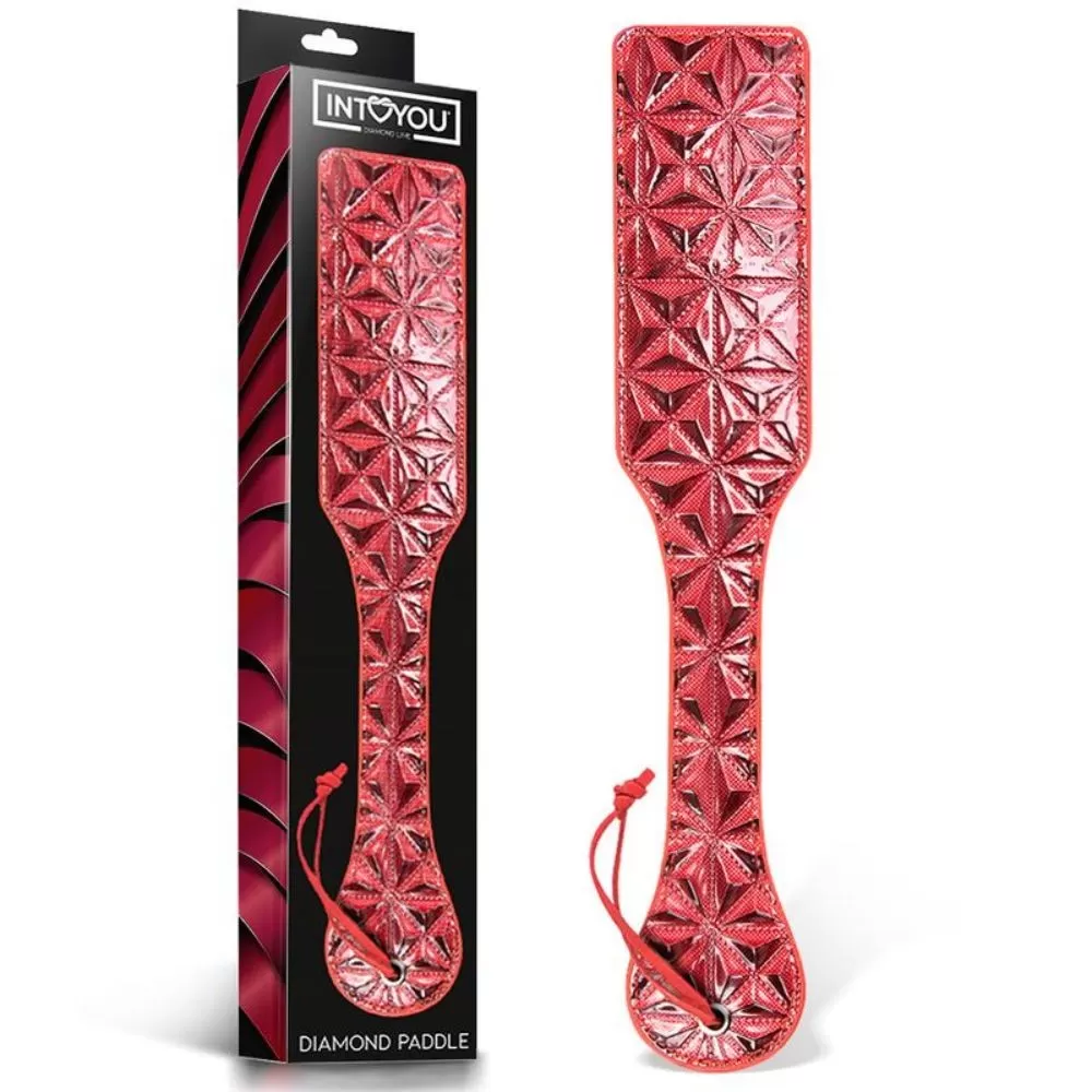 sculacciatore Bondage in pelle vegana rossa Diamond Paddle