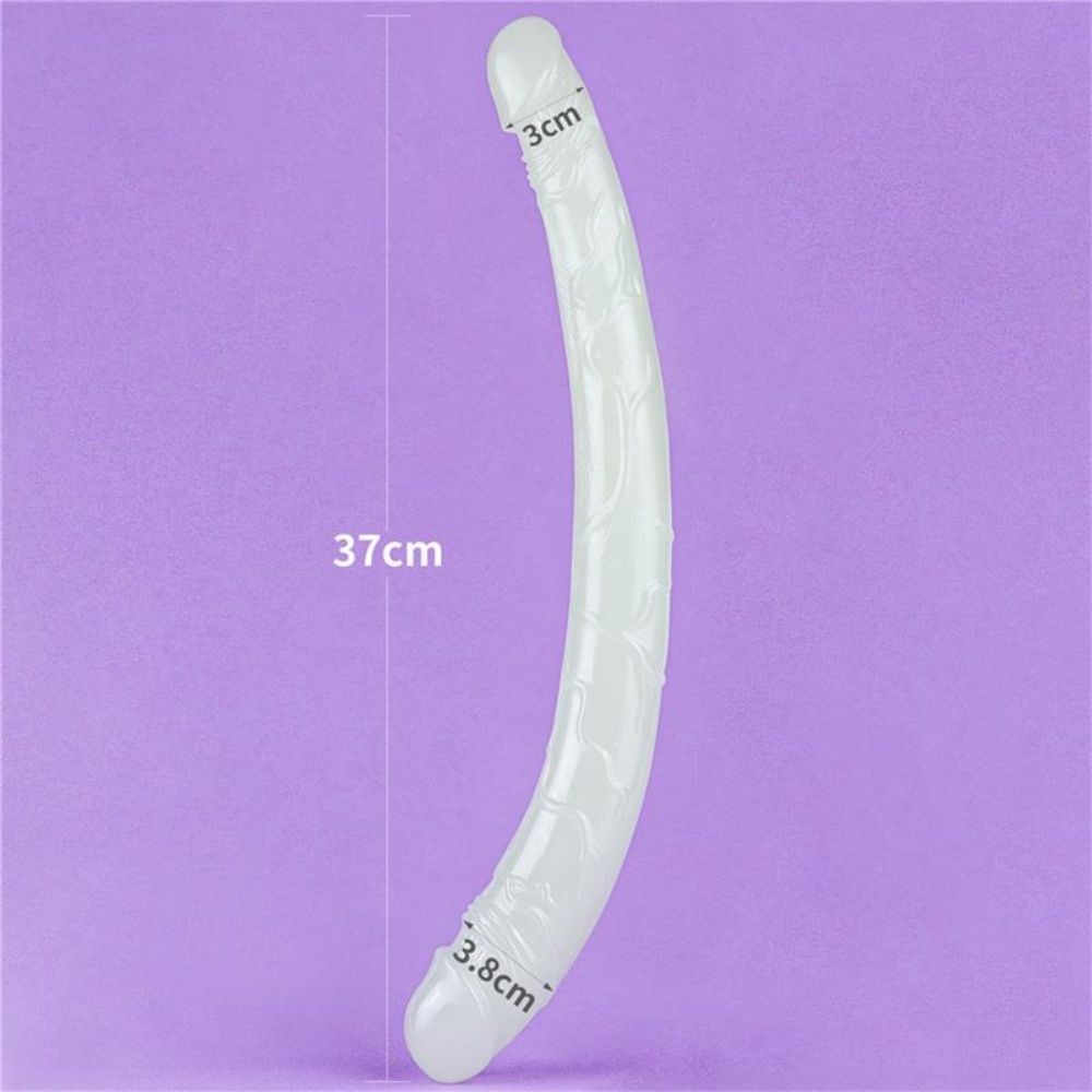 DILDO DOPPIO TRASPARENTE CHE SI ILLUMINA AL BUIO 37 CM