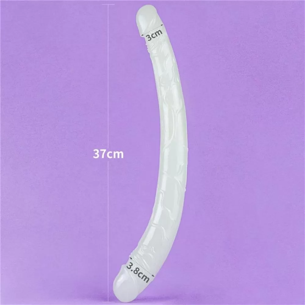DILDO DOPPIO TRASPARENTE CHE SI ILLUMINA AL BUIO 37 CM