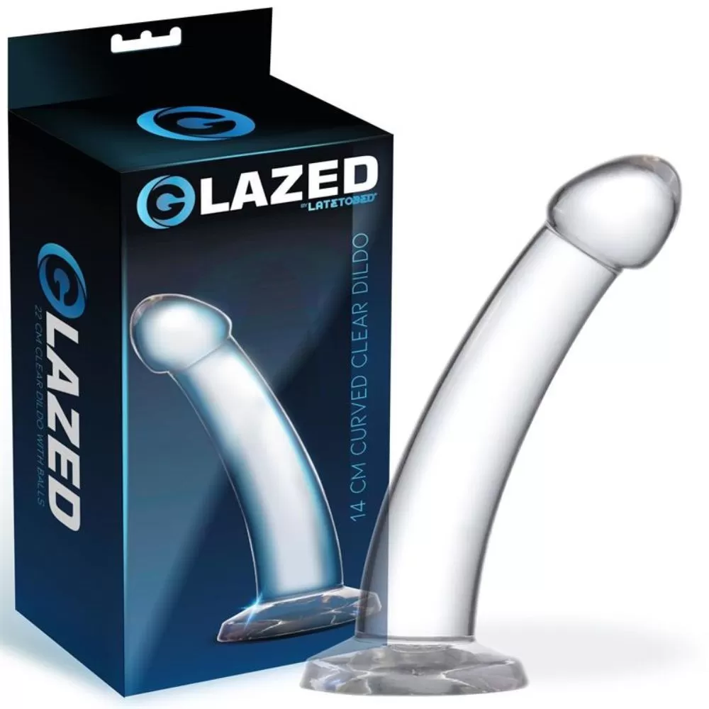 GLAZED DILDO CURVO MATERIALE CRISTALLINO 14 CM