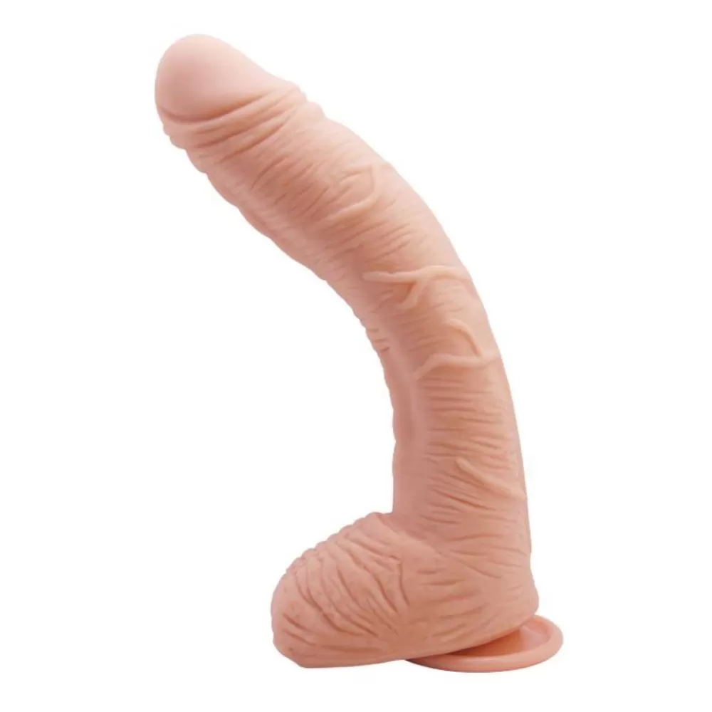 dildo naturale curvato con testicoli e ventosa 28,2 cm