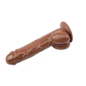 Dildo con ventosa vibratore realistico marrone strap-on