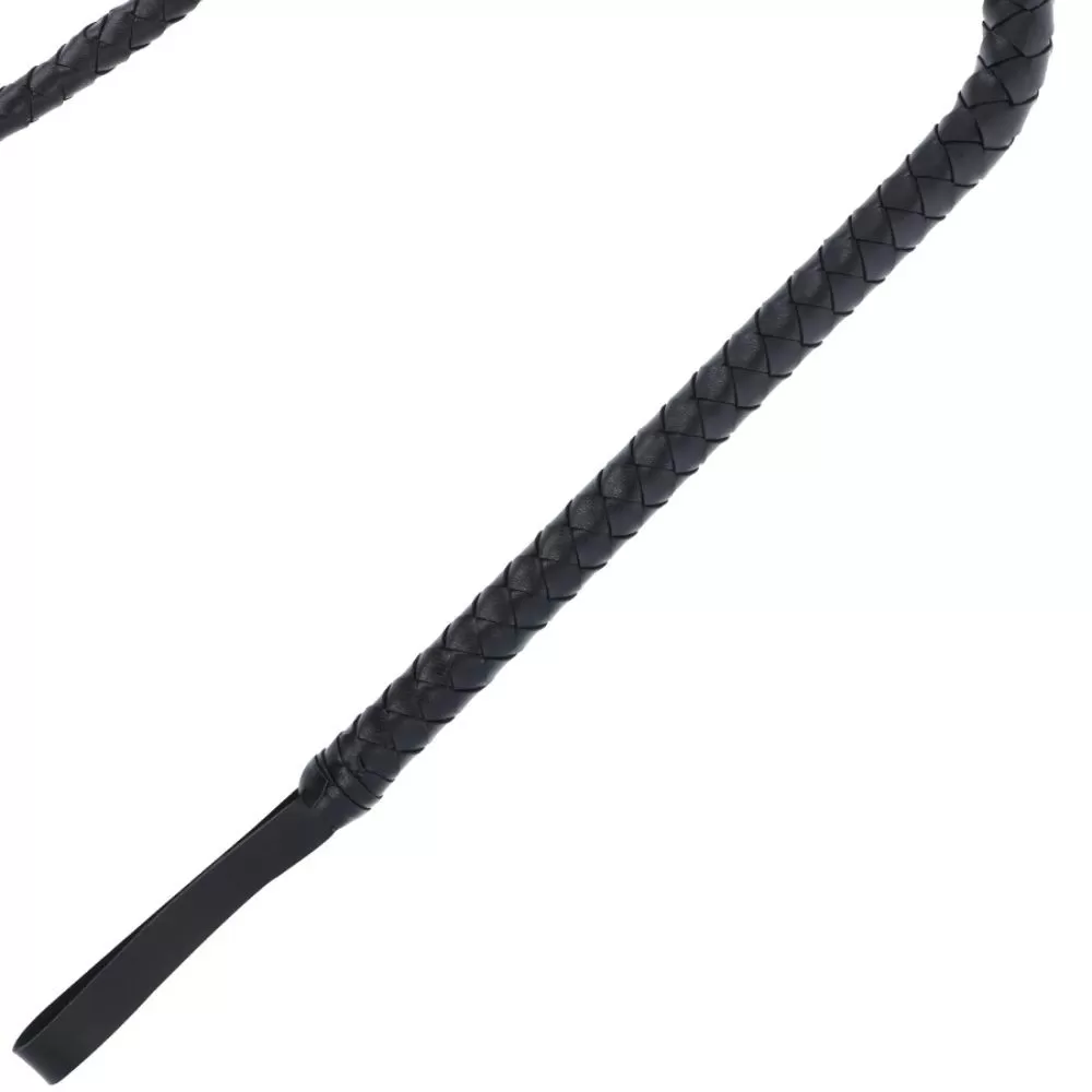 Frusta Frustino Bondage in pelle nera lungo 210 cm Sadomaso
