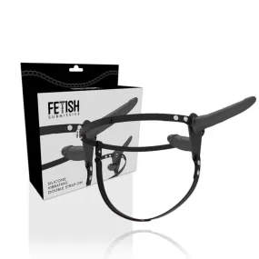 doppio dildo strap-on nero con vibrazione FETISH SUBMISSIVE