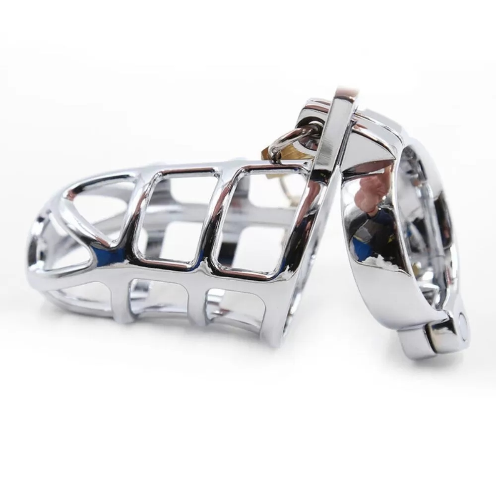 GABBIA PER IL PENE IN ACCIAIO INOSSIDABILE CON ANELLO PER PREVENIRE L'EREZIONE PRECOCE