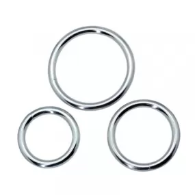kit di 3 anelli fallici in metallo argento lucido Timeless