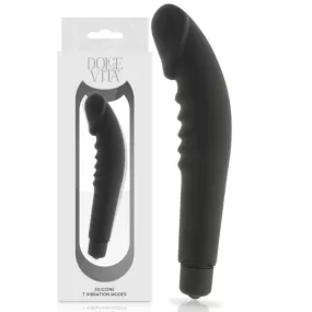 DOLCE VITA DILDO VIBRATORE PUNTO G IN MORBIDO SILICONE NERO 15,8 X 3,1 CM