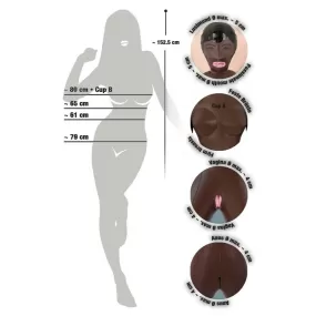 BAMBOLA GONFIABILE NERA ALTEZZA 1,52 CM SENO 80 CM BACINO 75 CM EARTH LOVE DOLL