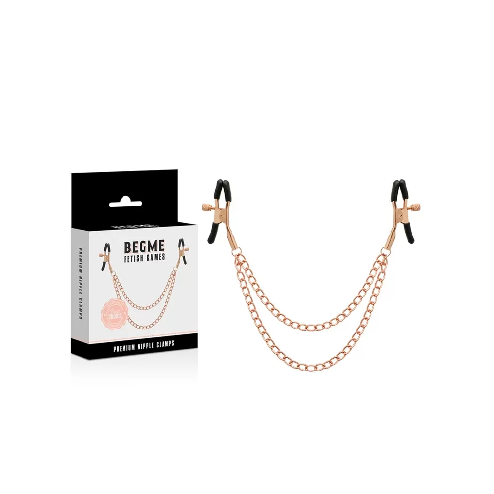 PINZE PER CAPEZZOLI CON CATENA IN ORO BEGME FETISH GAME