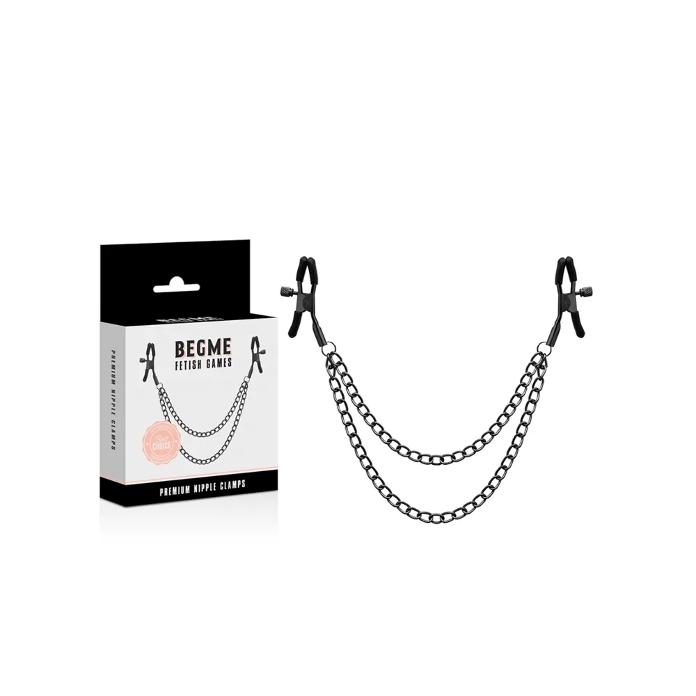 PINZE PER CAPEZZOLI CON CATENA NERA BEGME FETISH GAME
