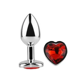 Plug anale Afterdark taglia M con base a cuore e gioiello rosso rubino