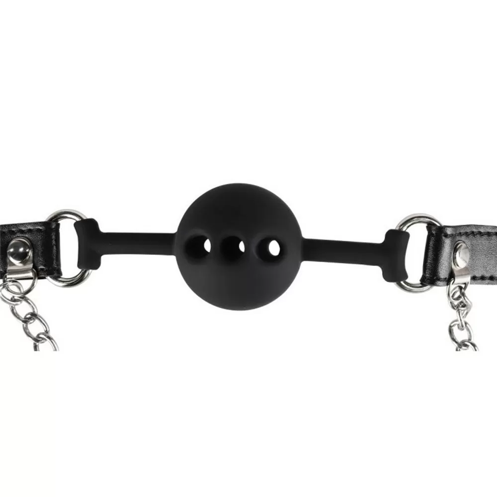 BALL gag colore nero con fori d'aria