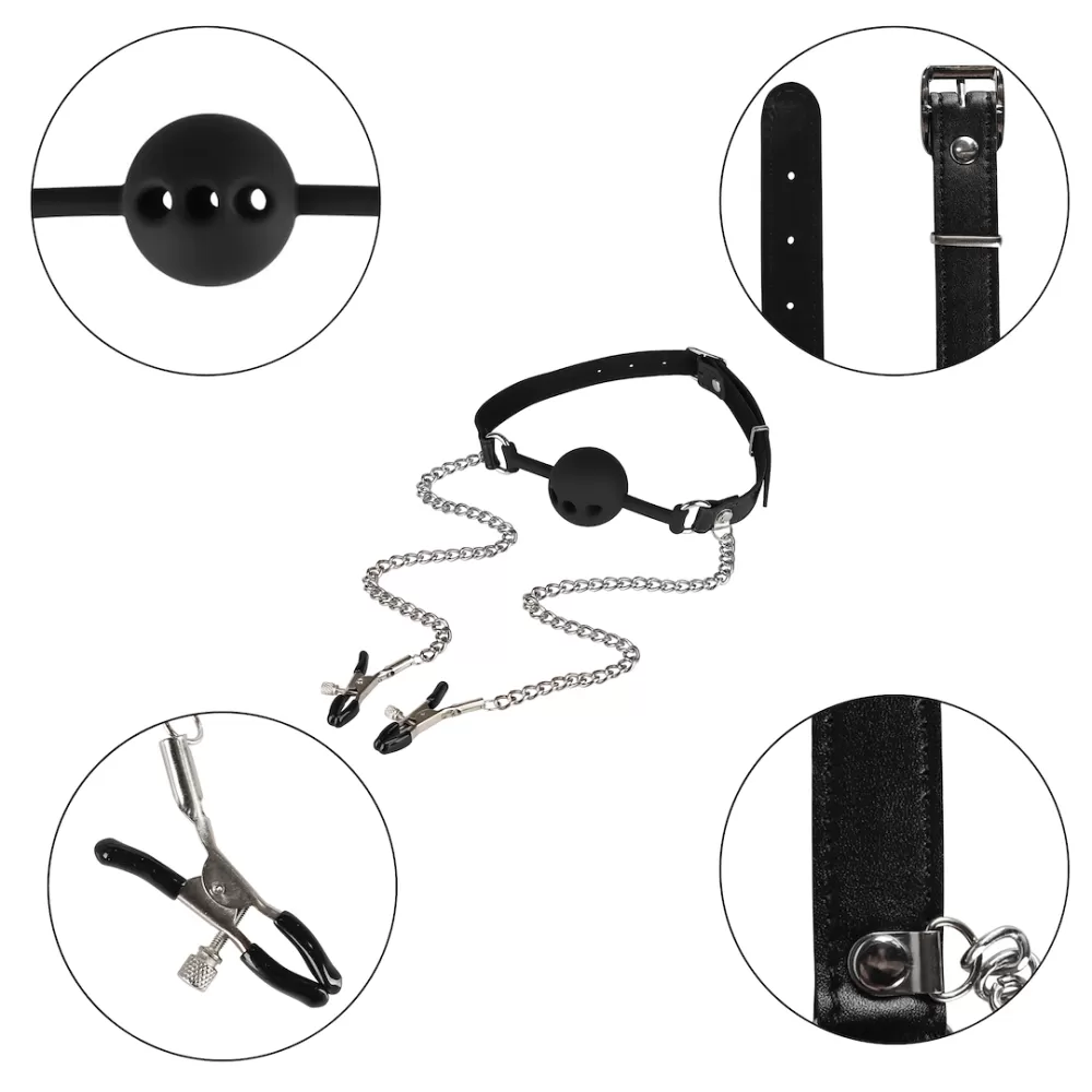 MORSO COSTRITTIVO IN SILIONE E PINZE CAPEZZOLI