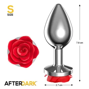 STIMOLATORE ANALE BUTT PLUG METALLO CON ROSA ROSSA