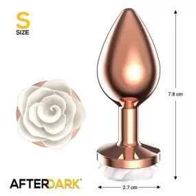 ANAL PLUG IN METALLO COLORE ROSEGOLD CON ROSA BIANCA