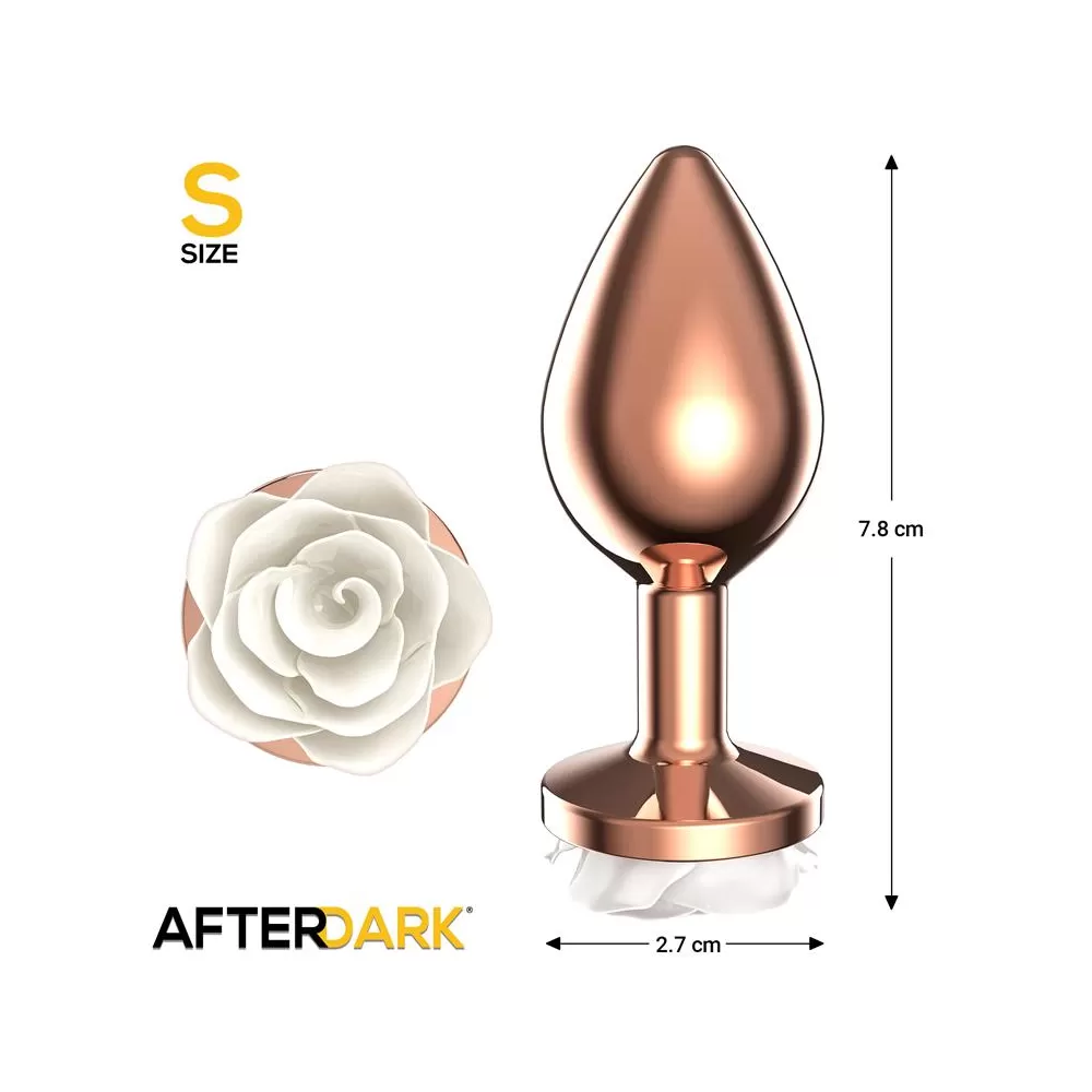 ANAL PLUG IN METALLO COLORE ROSEGOLD CON ROSA BIANCA