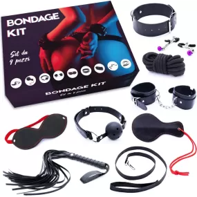 kit bondage sadomaso gioco BDSM con 9 pezzi